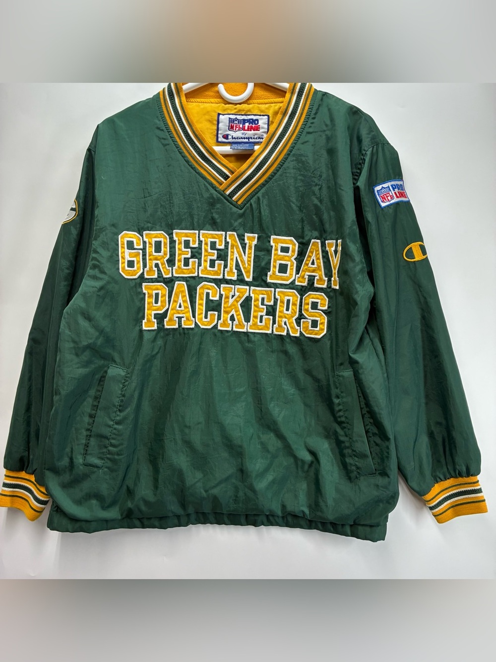 Champion Pro Line Green Bay Packers Pullover Windbreaker Vintage 90s Women Large